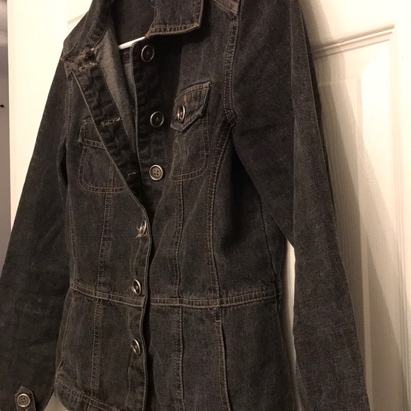 French Cuff Button Down Jean Jacket - Picture 5 of 7